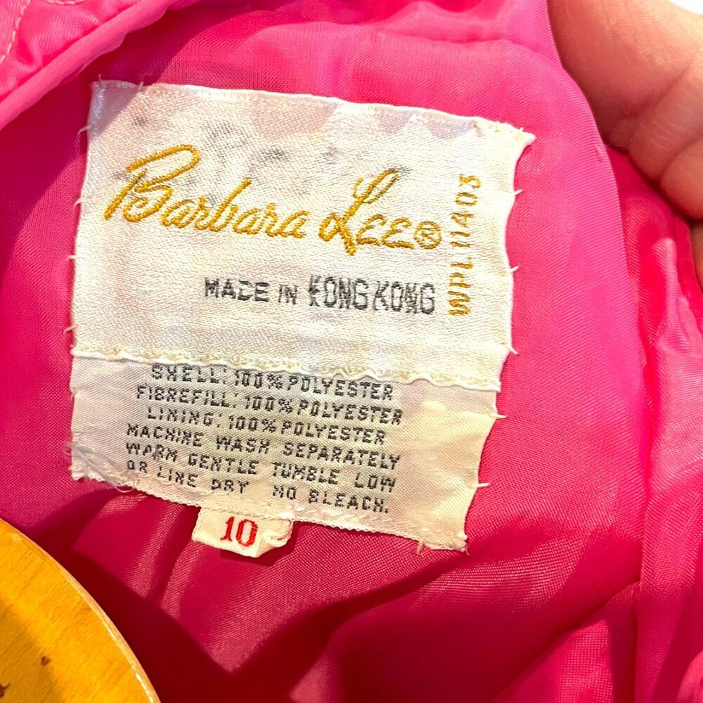 RARE Size Small/Medium 60s Barbara Lee Vintage Womens Midi Robe Quilted Pink - Picture 4 of 6